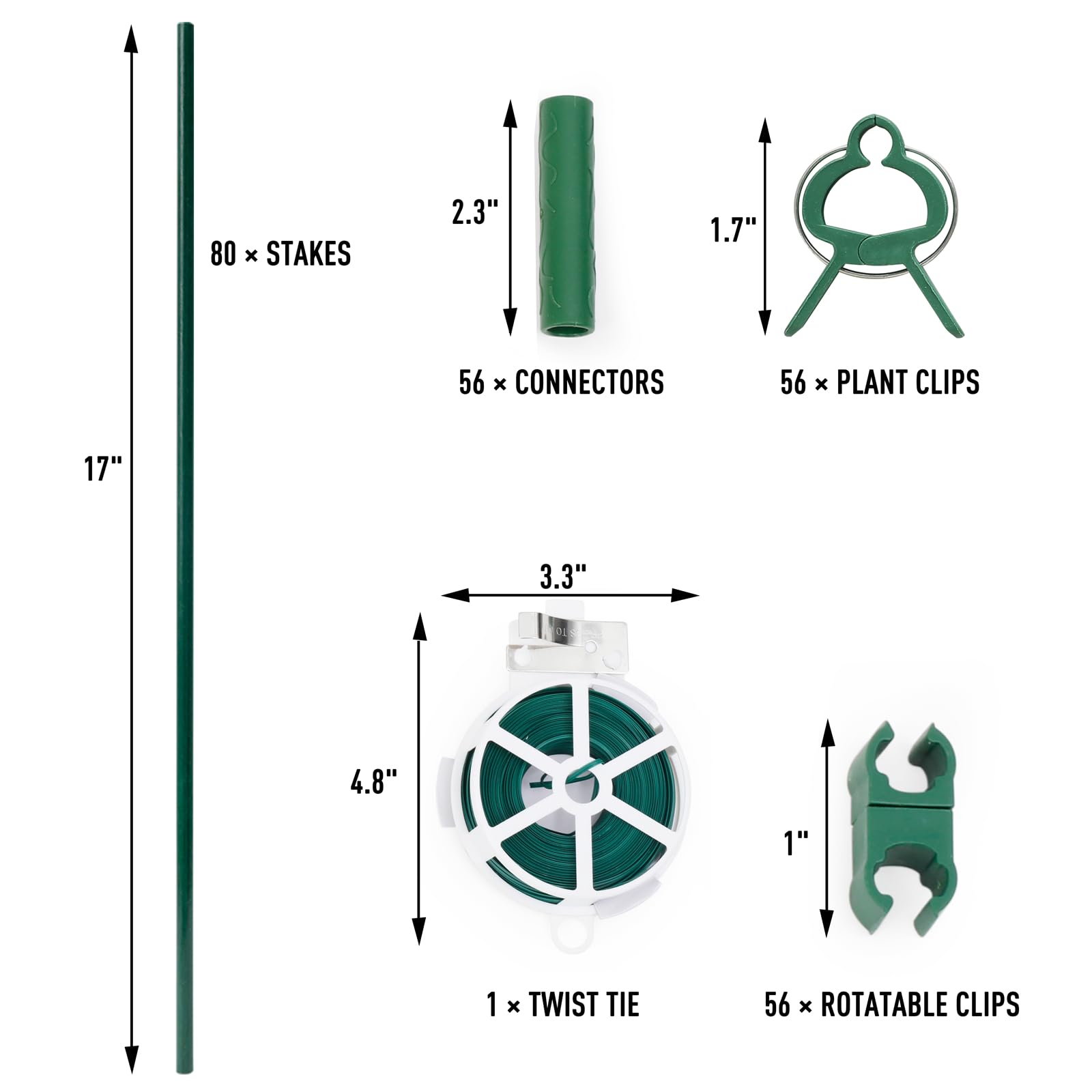 MAXPACE connectors 56-piece set enables custom stake configurations for trellises and supports.