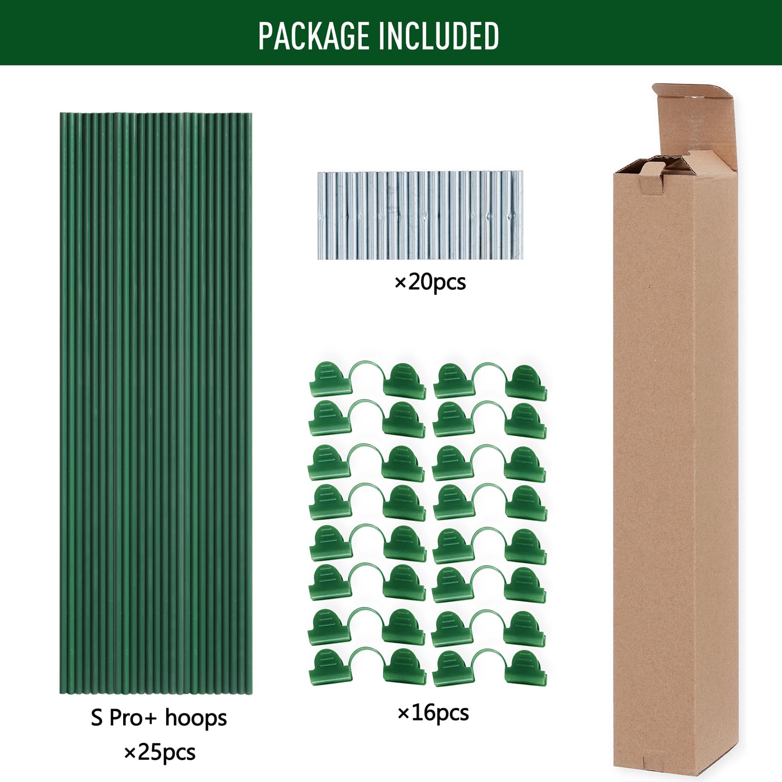 MAXPACE fiberglass hoops in soil illustrate a durable, rust-free frame for plant covers