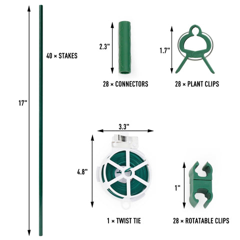 MAXPACE rotatable clips for versatile staking layouts and vine security.