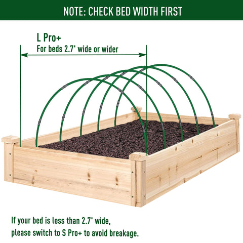 MAXPACE fiberglass hoops secured with clips for reliable row cover protection