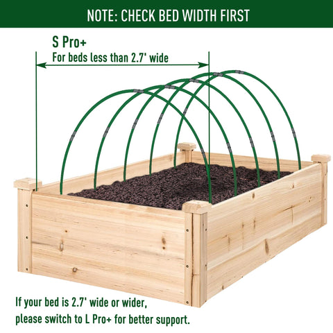 MAXPACE small-bed coverage with fiberglass hoops provides frost protection potential.