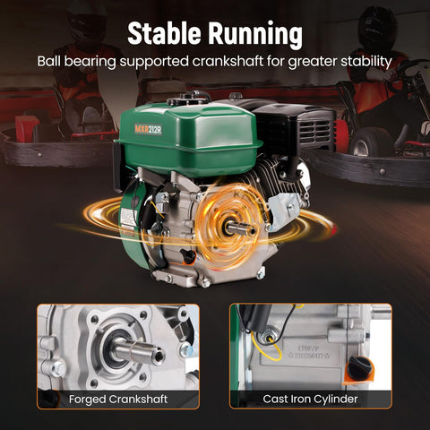 maXpeedingrods 7HP 212cc engine top view highlights OHV layout for efficient power