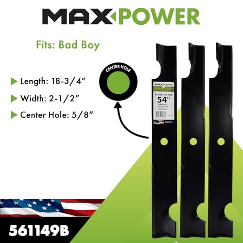 MaxPower OEM 0380005 replacement blades for Bad Boy mowers, easy swap