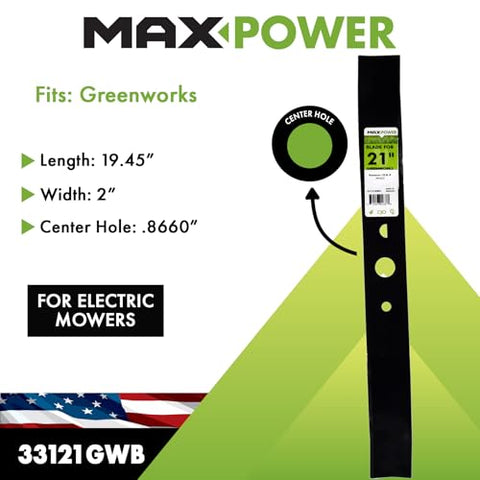 MaxPower 33121GWB blade for Kobalt 21in mowers improves cut quality