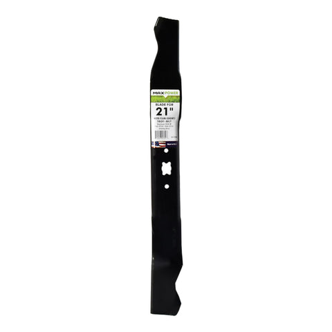 MaxPower 331528B mulching blade ready for 21-inch mowers, precise cut quality.