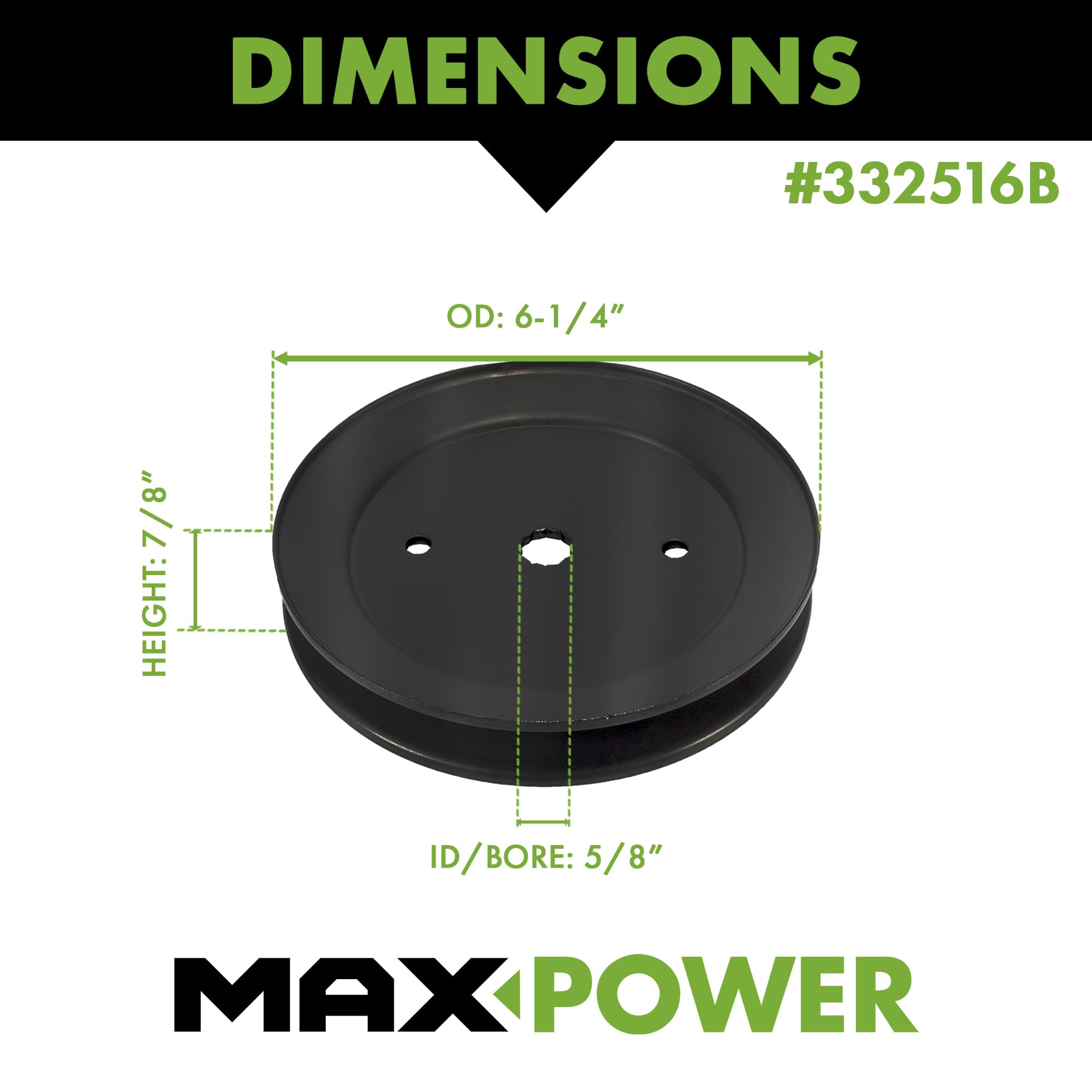 MaxPower 332516B pulley installed on a 42-46 inch deck for easy compatibility.