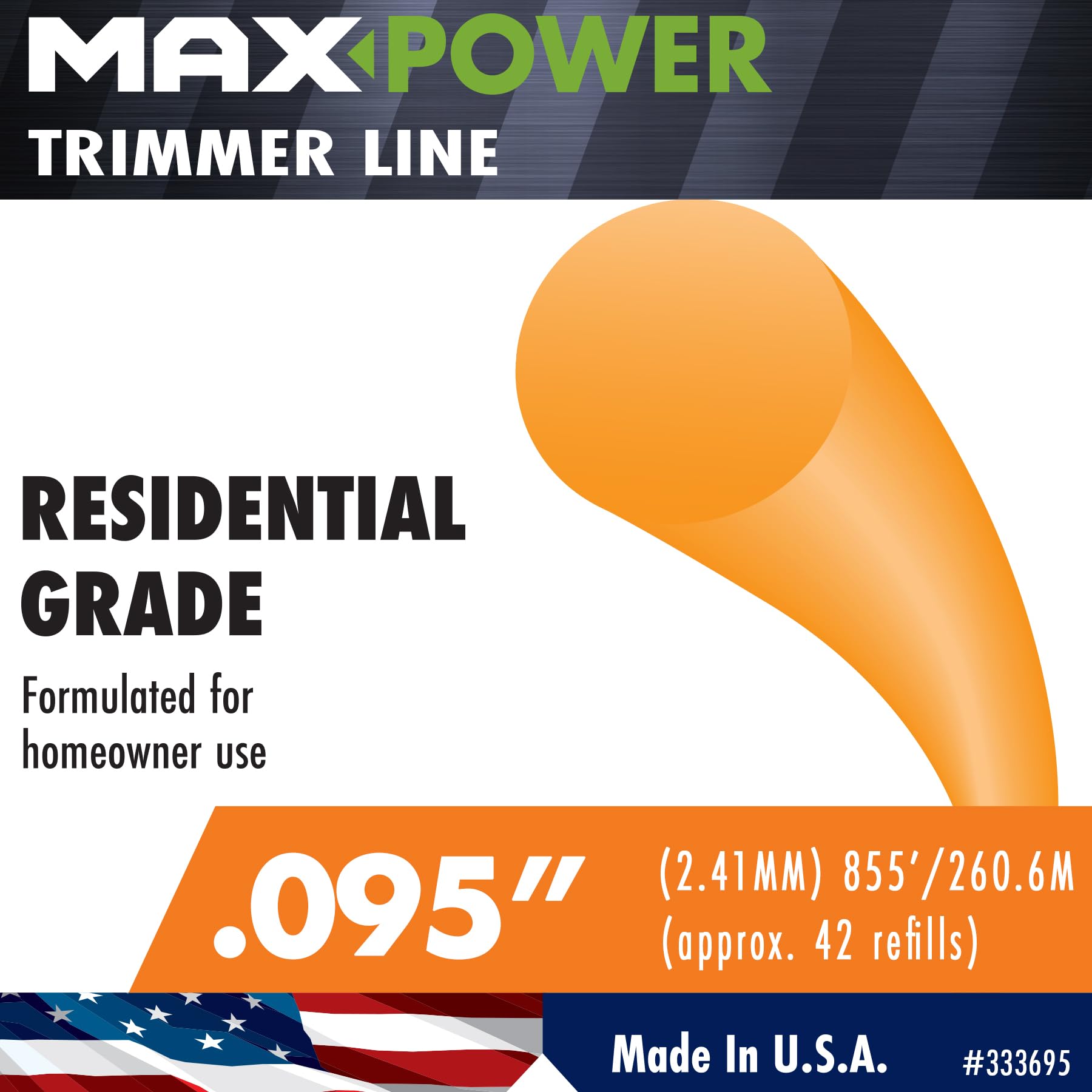 MaxPower 333695 trimmer line 855 feet length on spool for fewer refills