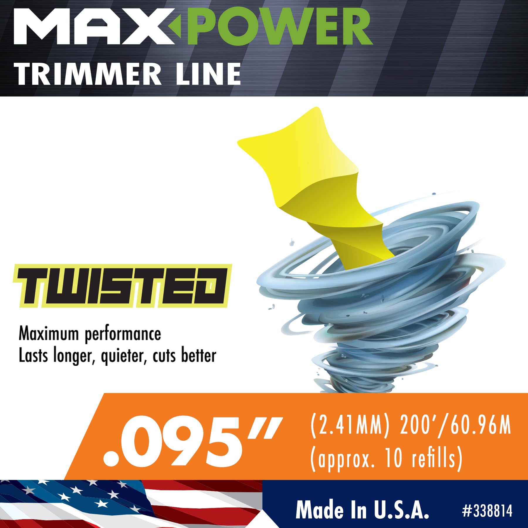 MaxPower 338814 close-up of twisted line highlighting rugged co-polymer construction