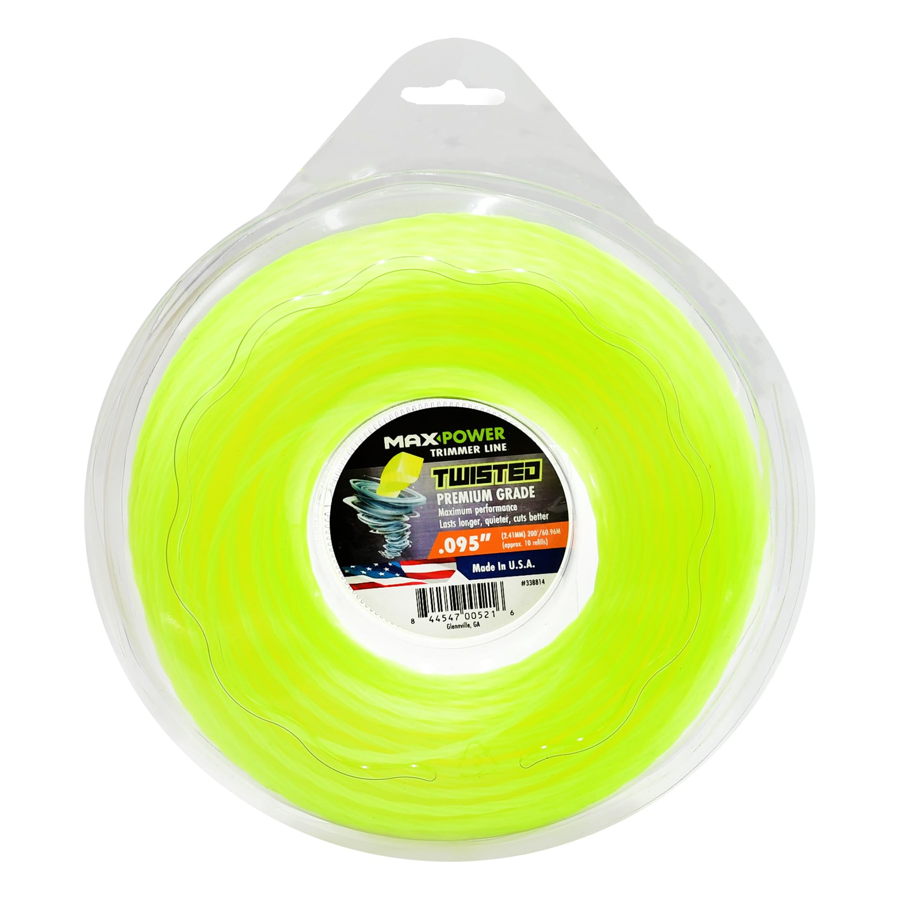 MaxPower 338814 twisted trimmer line spool in optic yellow for durable lawn trimming
