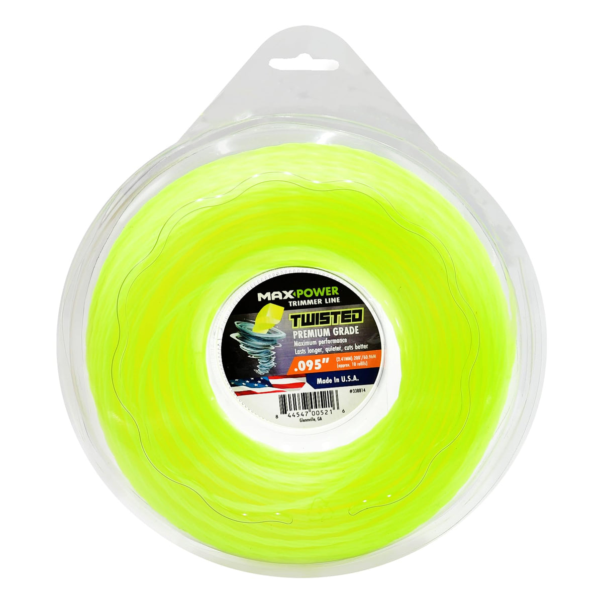 MaxPower 338814 twisted trimmer line spool in optic yellow for durable lawn trimming