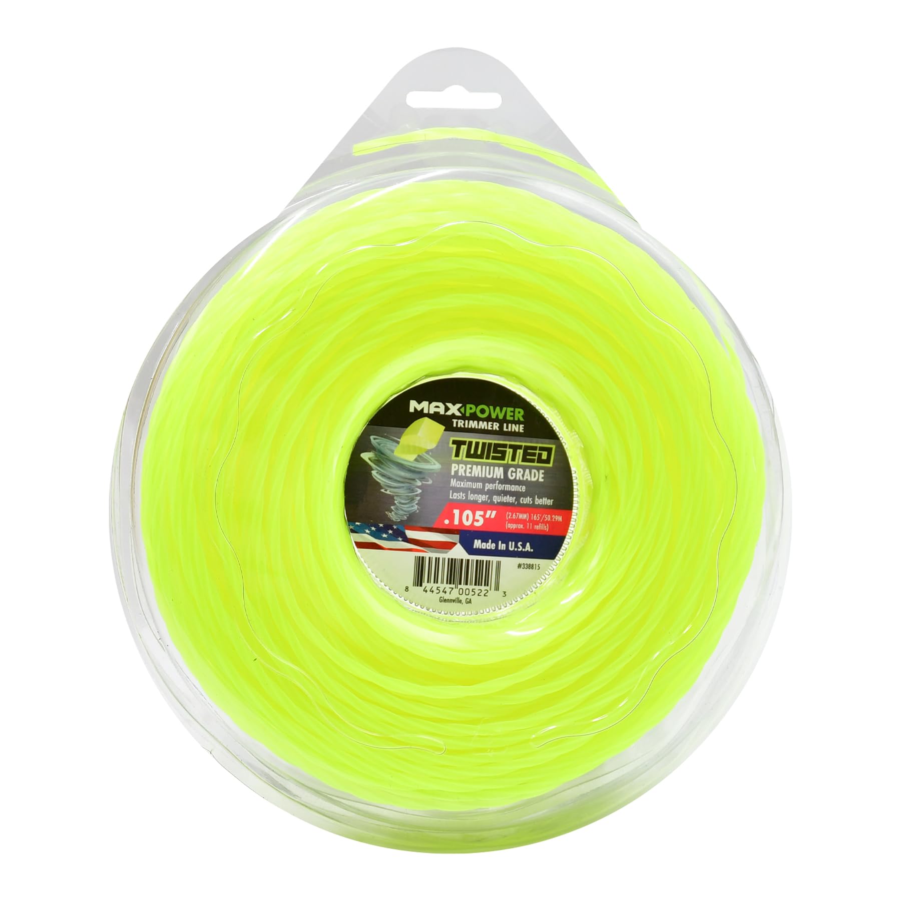 MaxPower 338815 twisted trimmer line 0-105in spool for longer cuts and reduced noise