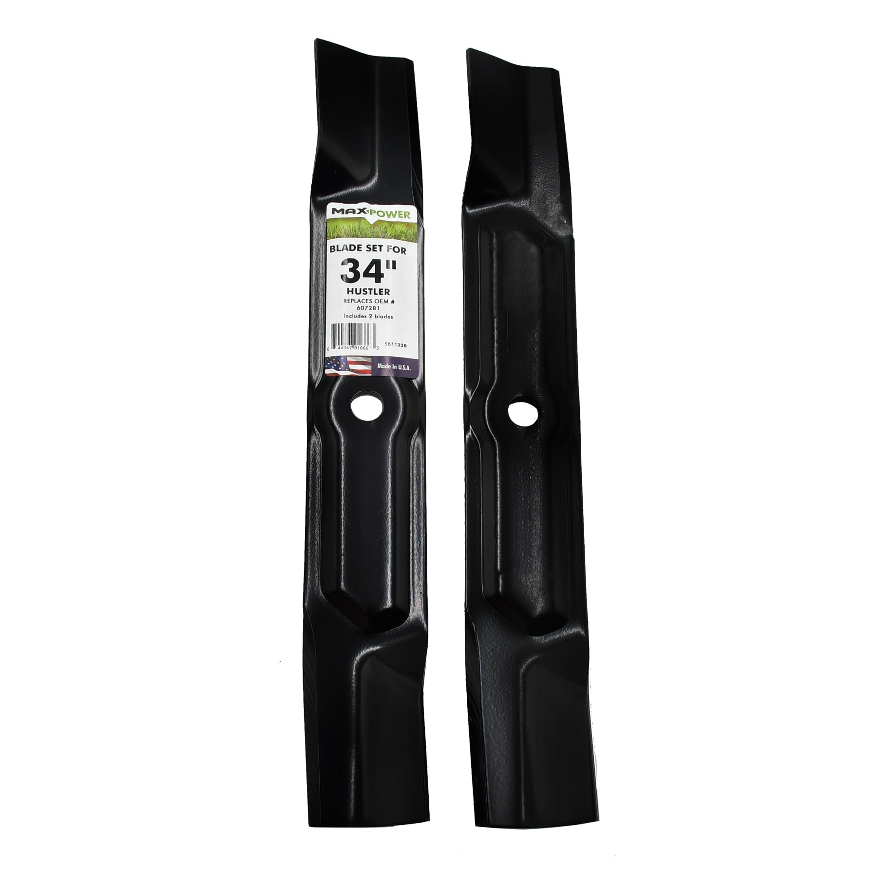 MaxPower 561132B two-blade set for 34-inch Hustler mower delivers a clean cut