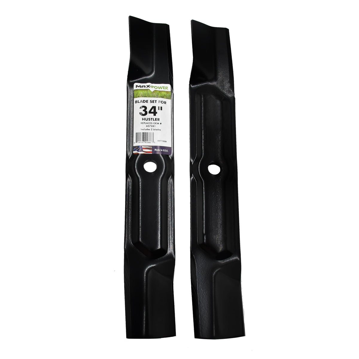 MaxPower 561132B two-blade set for 34-inch Hustler mower delivers a clean cut