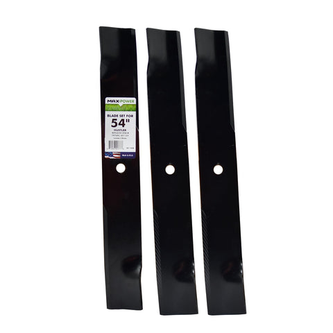 MaxPower 561133B blade set for 54-inch Hustler mowers delivers a precise cut