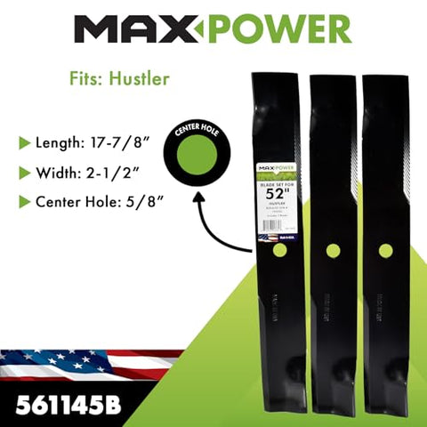MaxPower 561145B blades for 52-inch decks provide consistent clipping
