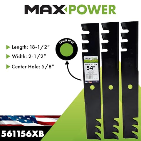 MaxPower 561156XB replacement blades compatible with Hustler OEM numbers