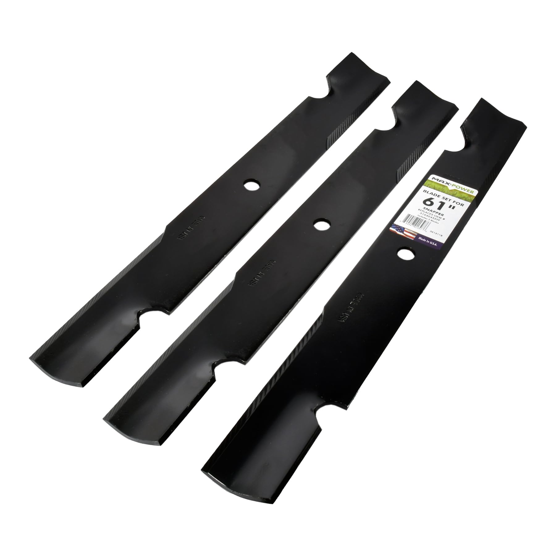 MaxPower three blades included for immediate mowing readiness