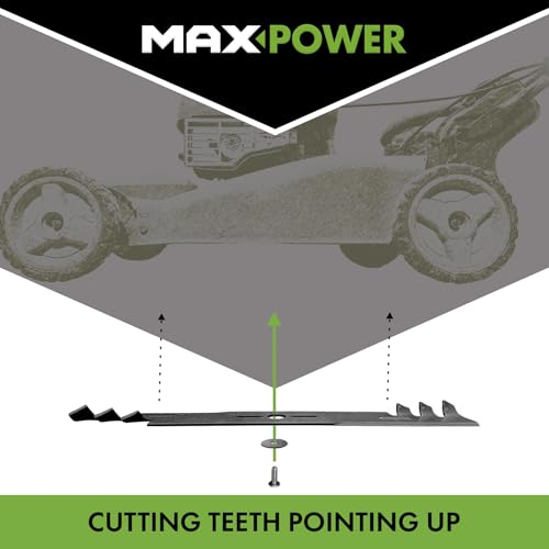 Center hole design of MaxPower 561532XB enables easy mower installation.