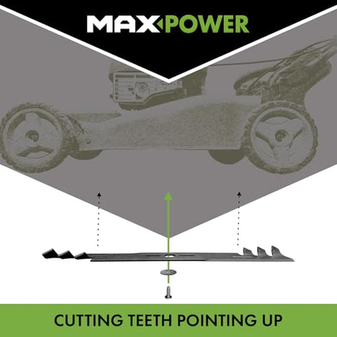 Center hole design of MaxPower 561532XB enables easy mower installation.