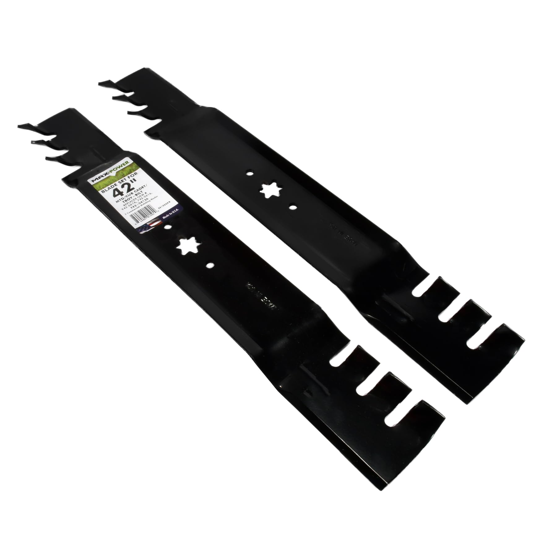 Blade dimensions 21-3/16 inches by 3 inches for the 42-inch deck.