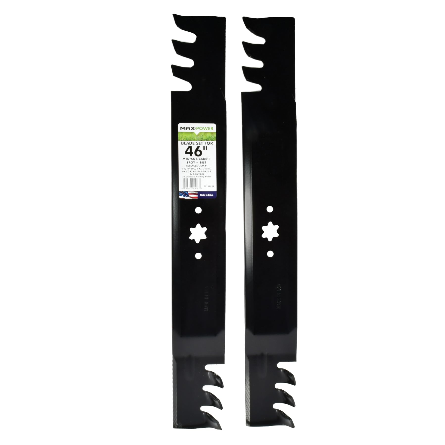 MaxPower 561544XB two-blade mulching set for 46-inch mowers enhances mulch distribution