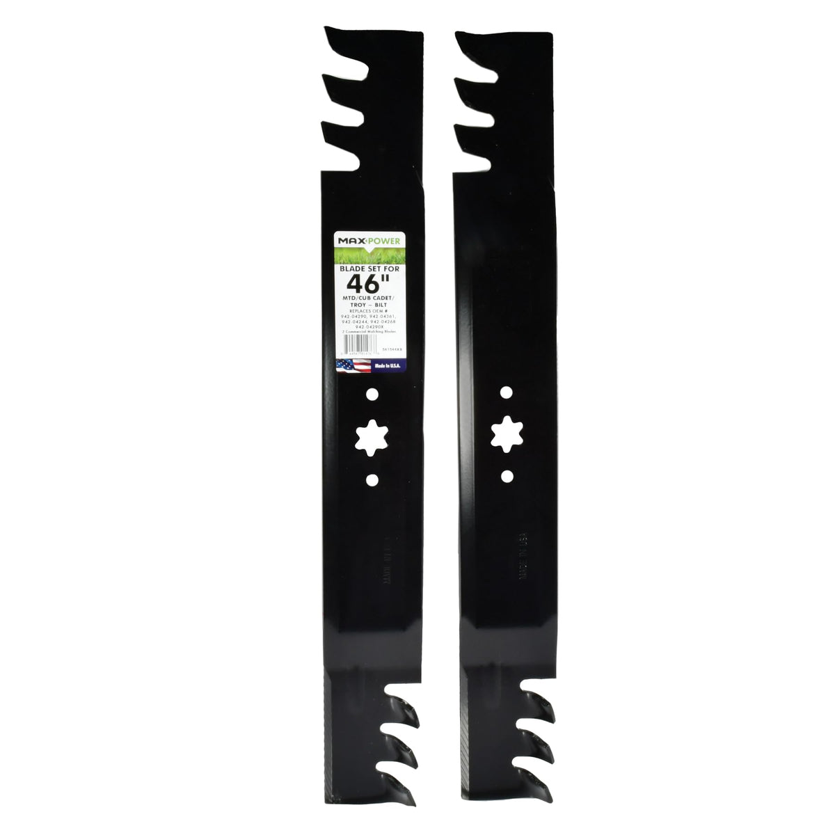 MaxPower 561544XB two-blade mulching set for 46-inch mowers enhances mulch distribution