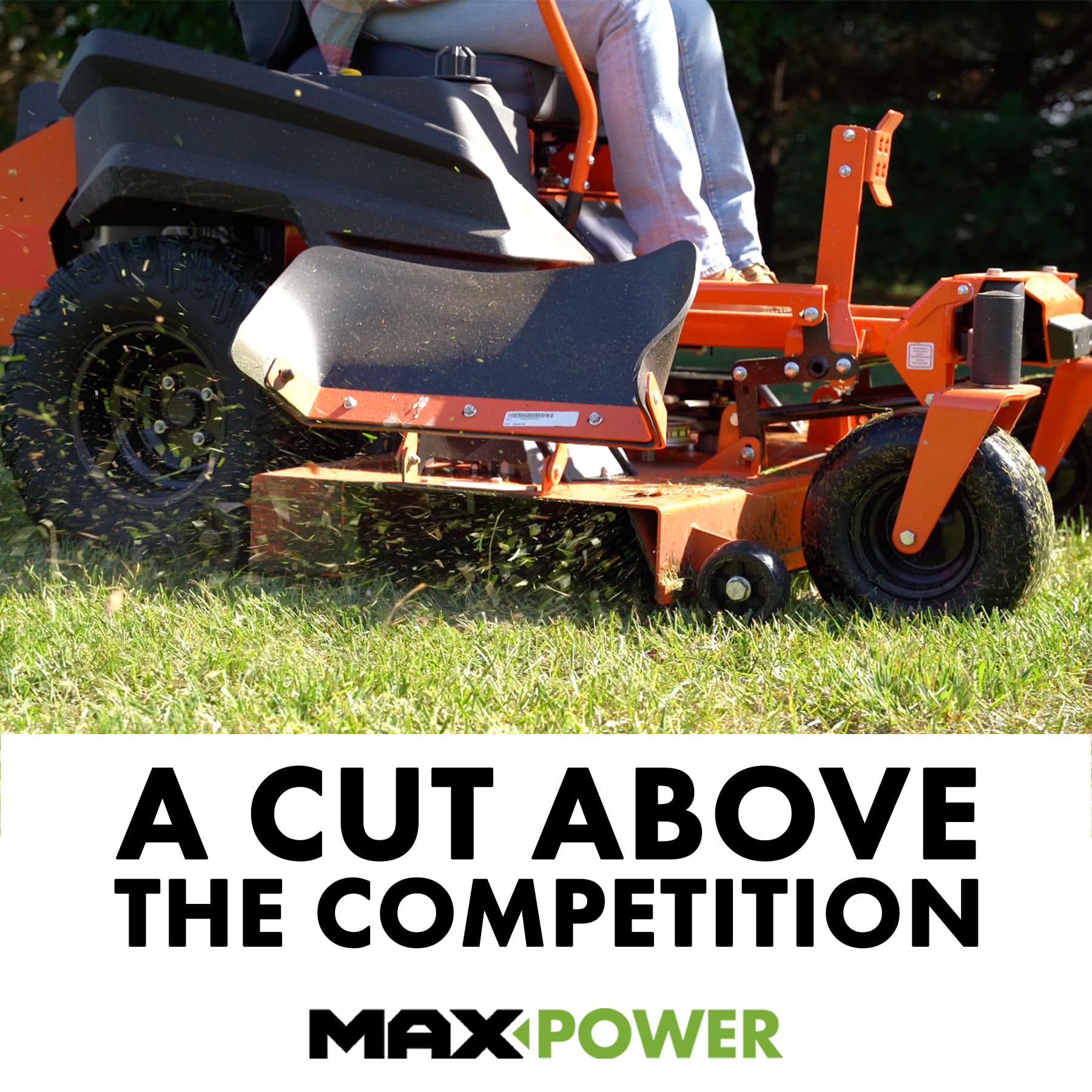 Precision sharpened edges on MaxPower blades improve mowing performance.
