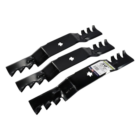 MaxPower 561545XB blades feature wide cutting surface for thorough mulching.