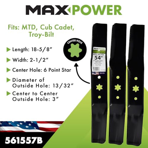 MaxPower 561557B blades replace OEM parts for easier upgrades