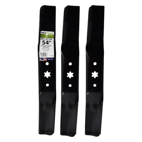 MaxPower 561557B three-blade set ready for 54in mower replacement