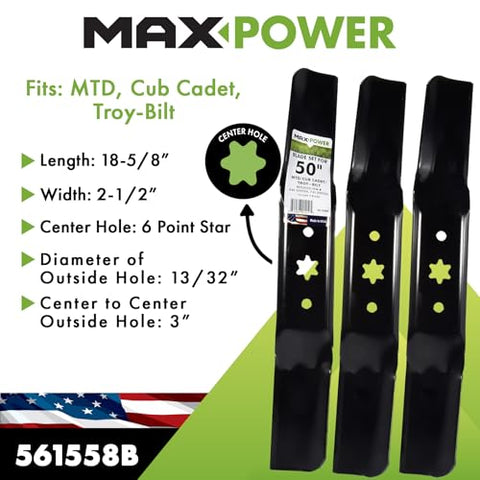 MaxPower blade-set for 50in lawn tractors ensuring reliable replacements