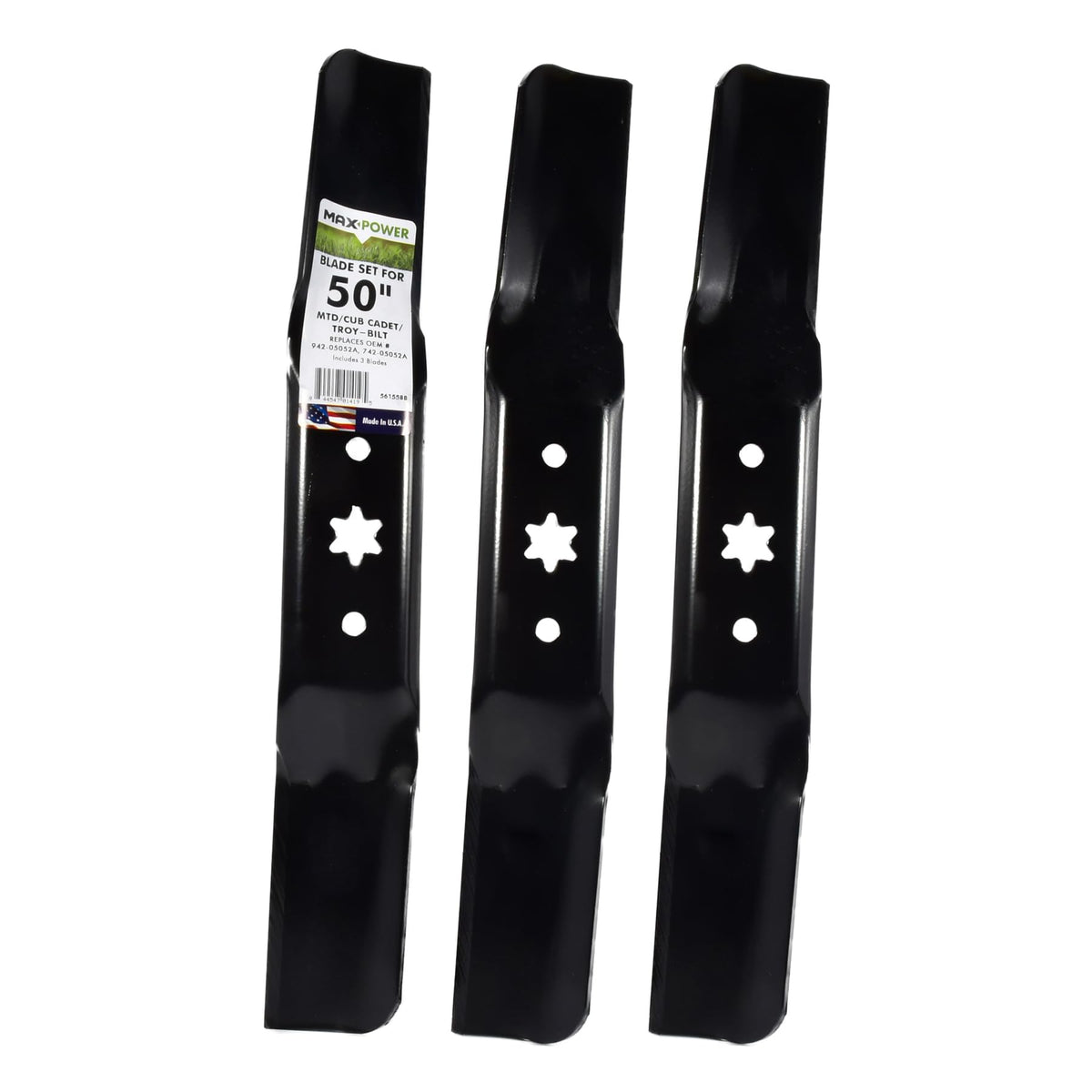MaxPower 561558B three blades for 50-inch cut tractors provide precise, even mowing