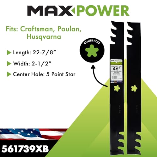 Two-blade set from MaxPower shown outside the box for quick installation.