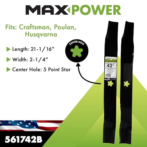 Closeup of MaxPower 561742B blade showing the 21-1-16 inch length