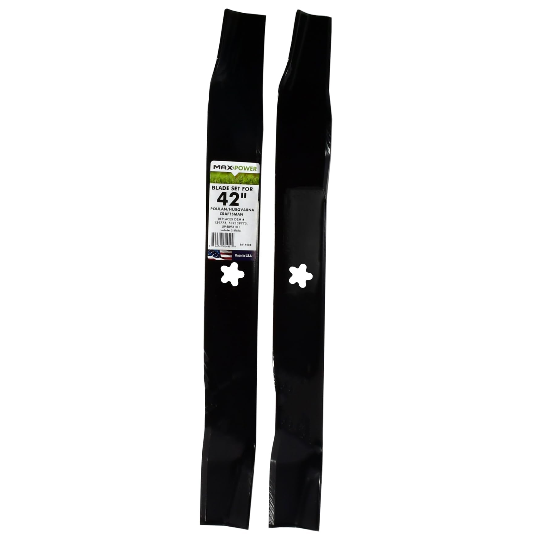 MaxPower 561742B two blades for 42-inch mower provide easy replacement and reliable cuts