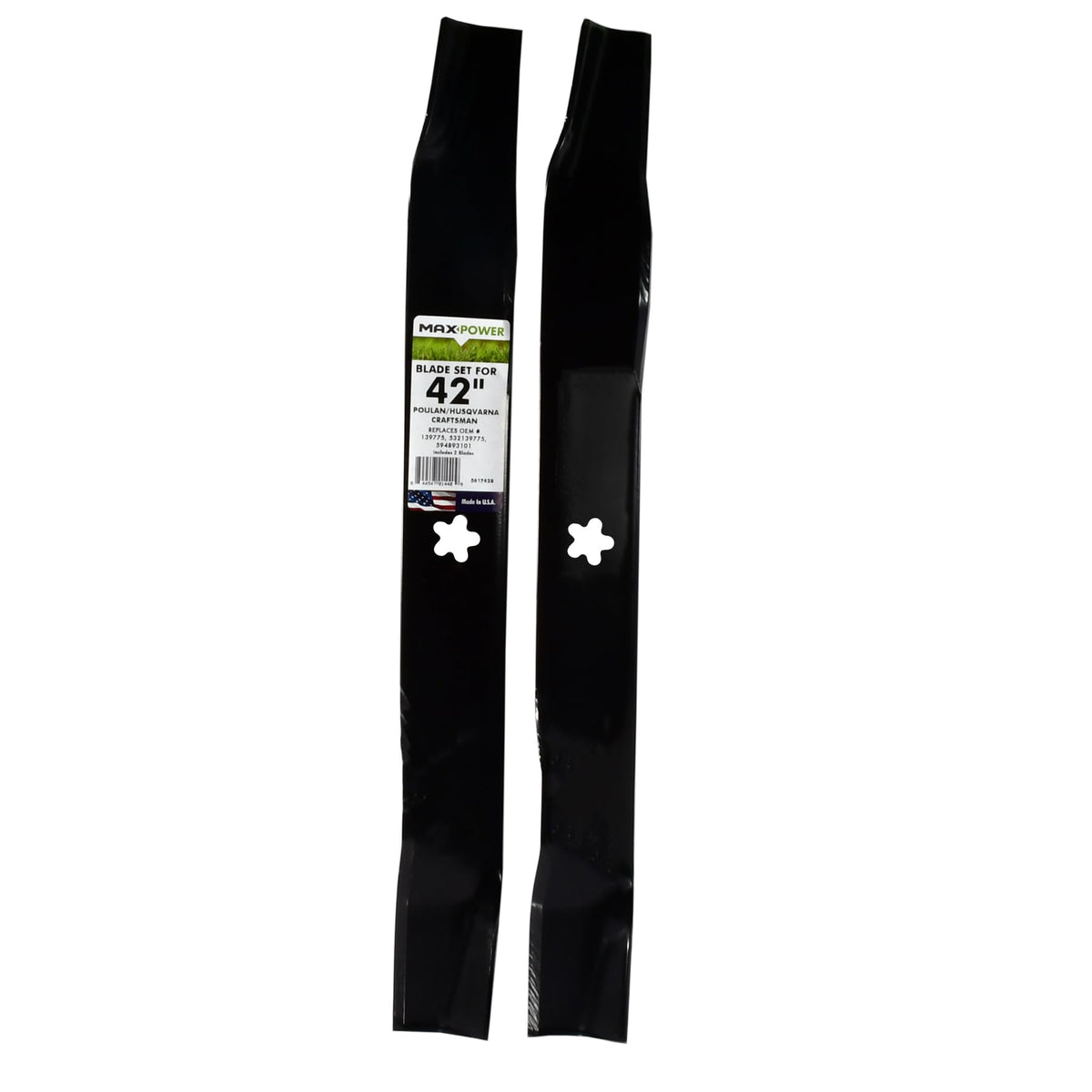MaxPower 561742B two blades for 42-inch mower provide easy replacement and reliable cuts