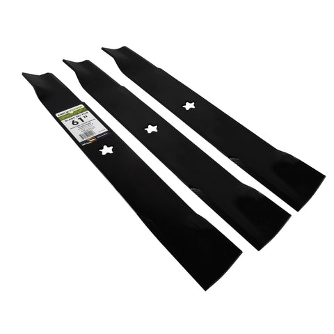 MaxPower 561746B easy-install blades simplify mower maintenance.