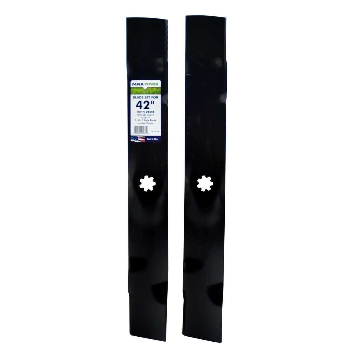Maxpower 561811B two-blade set for 42-inch mowers improves cutting efficiency