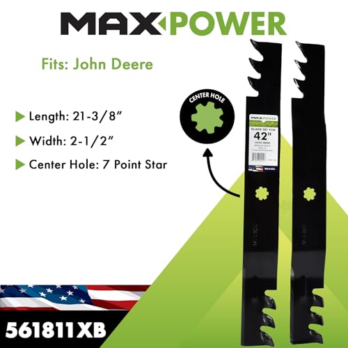 Two blades replacing OEM GX22151 for compatible John Deere riders.
