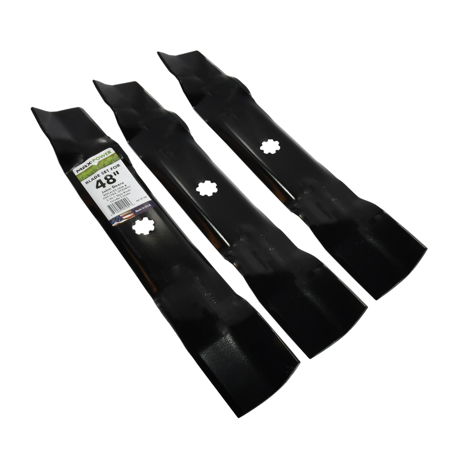 MaxPower 561812B compatibility with 48-inch John Deere mowers.