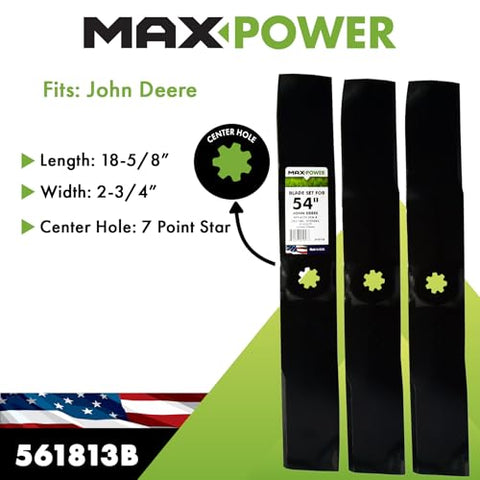 Close-up of seven-point star center hole on a MaxPower blade for secure fit