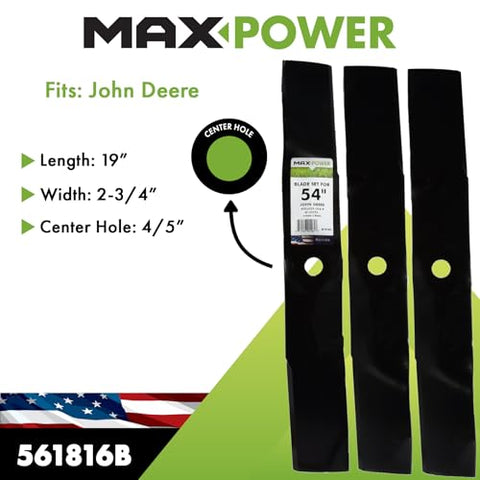 MaxPower replacement blades compatible with John Deere mowers