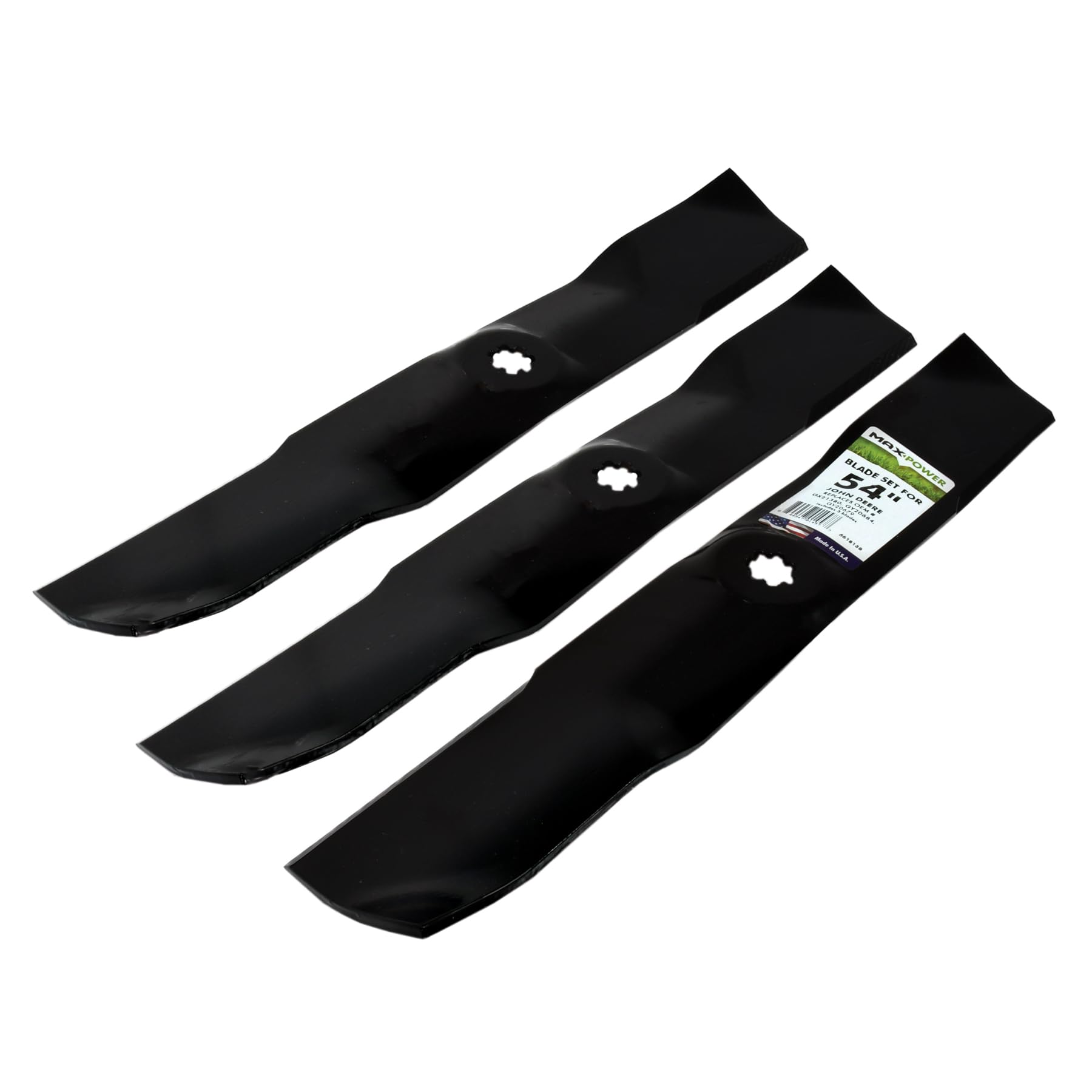 Three blades included in the MaxPower 561813B kit for 54-inch decks