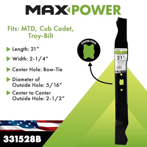 MaxPower bow-tie center-hole blade enables easy mounting and secure fit.
