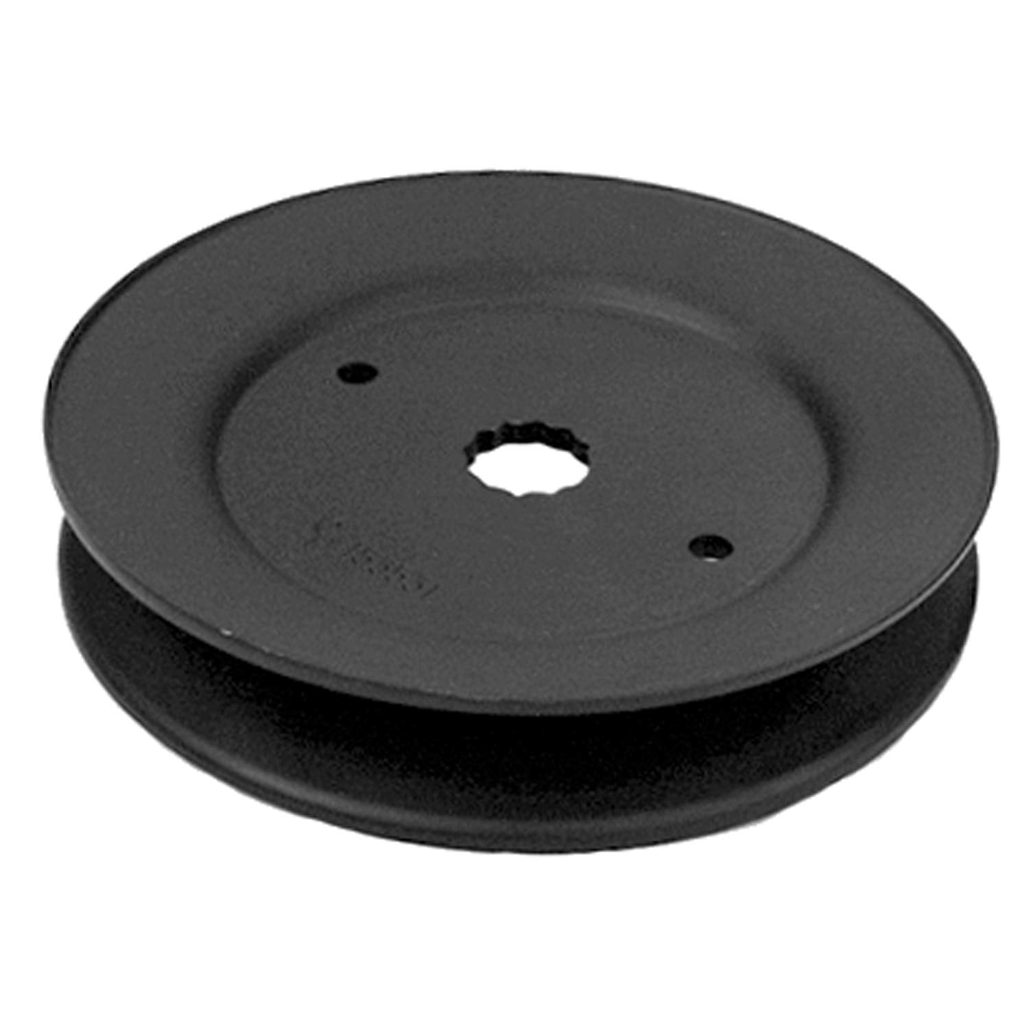 MaxPower 332512B spindle pulley closeup highlighting durable build for reliable mower performance