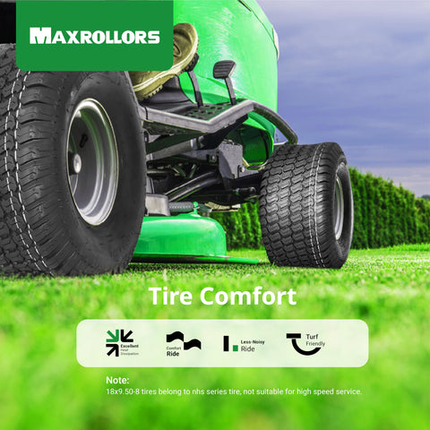 MAXROLLORS 1040 lb capacity label emphasizing rugged mowing support
