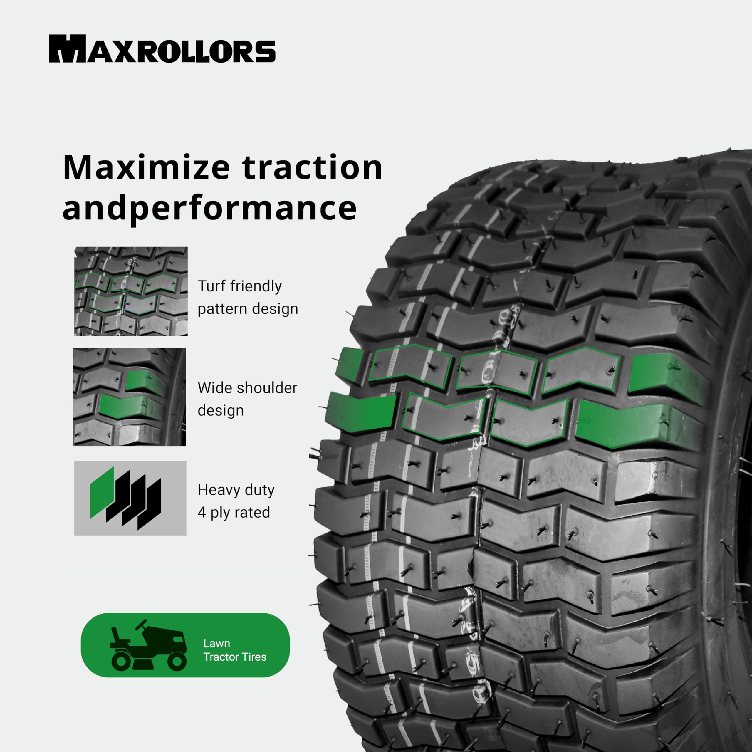 MAXROLLORS 4-ply tubeless construction for durability