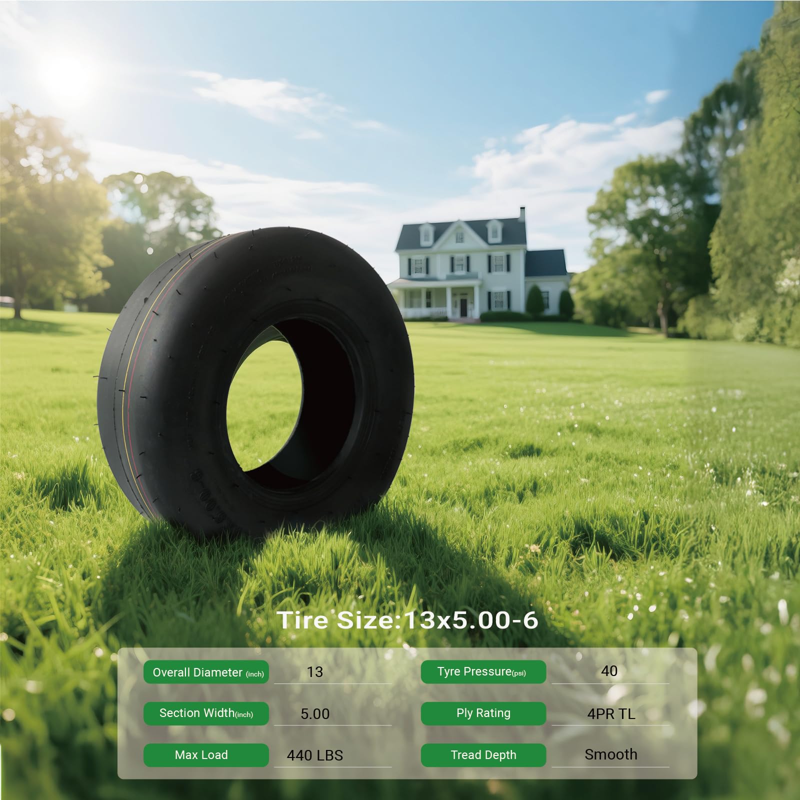 MAXROLLORS 6-inch rim compatibility image shows broad mower applicability