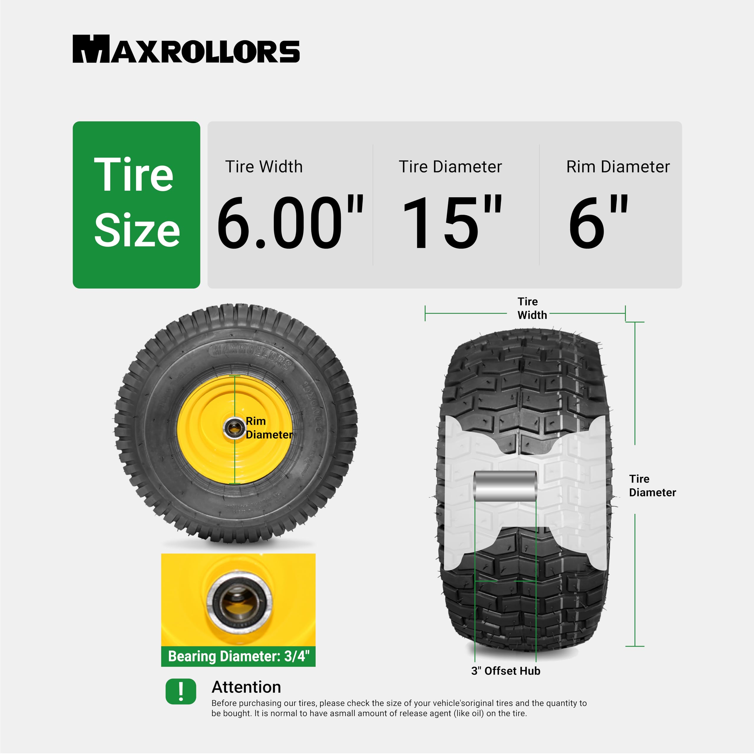 MAXROLLORS tire wheel assembly with reinforced rim for steady load handling.