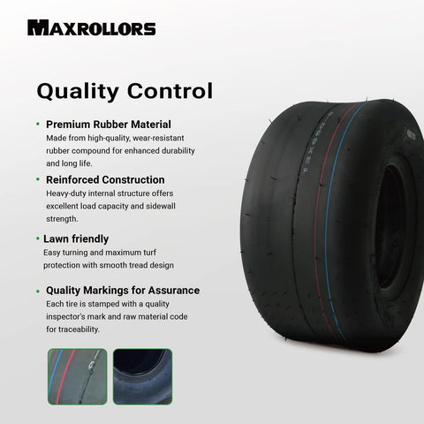 MAXROLLORS two pack tires ready for upgrade on a riding mower.